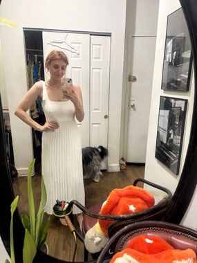 Hatch White Sleeveless Pleated Maxi Dress